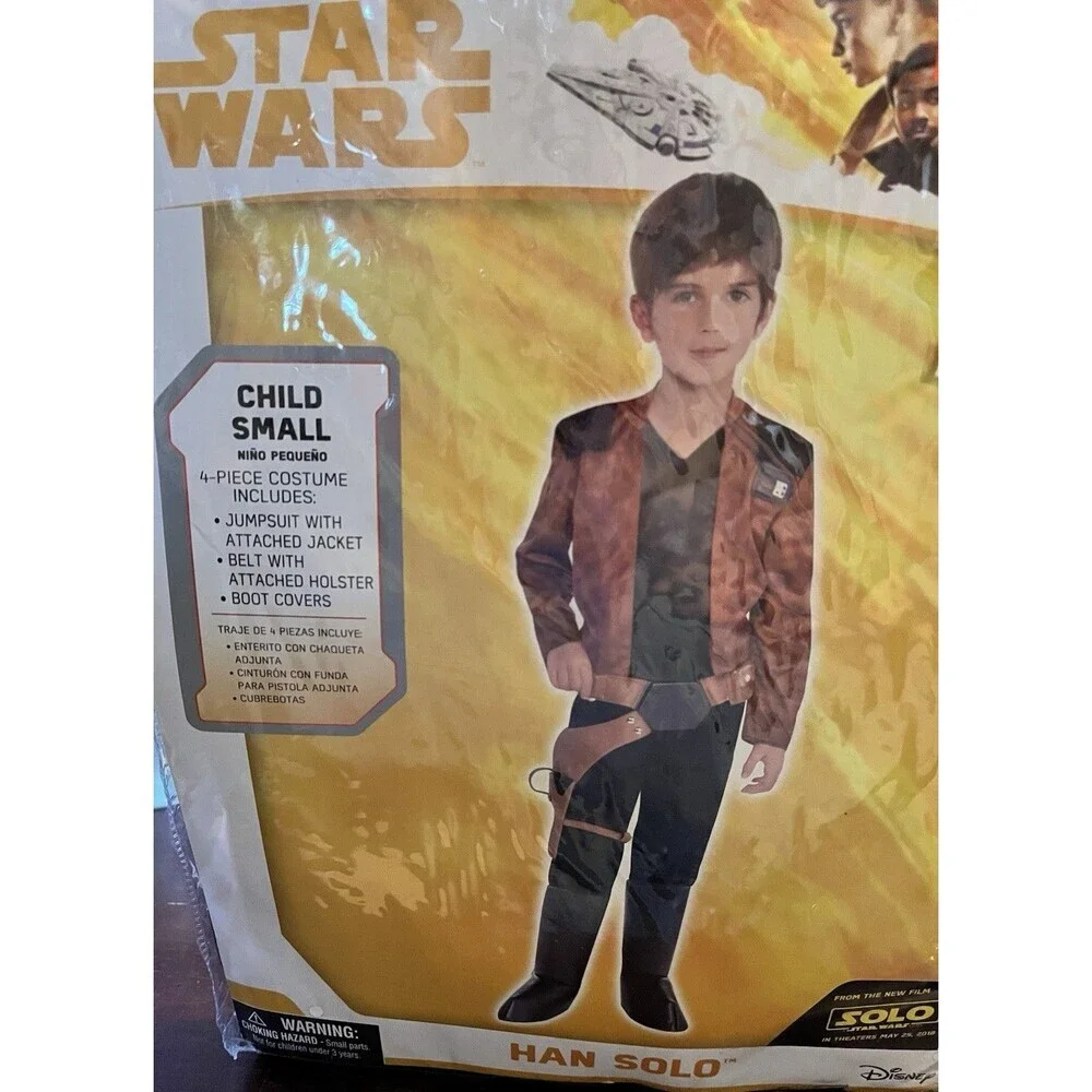 Star Wars Disney HAN SOLO Costume Small 4 5 6 Child Kids Cosplay Dress Up NEW - Picture 3 of 4